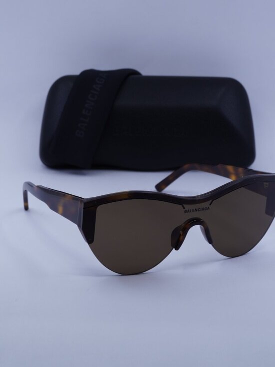 Balenciaga BB0004S 007 Shield Sunglasses - Shiny Medium Havana / Brown main image 6